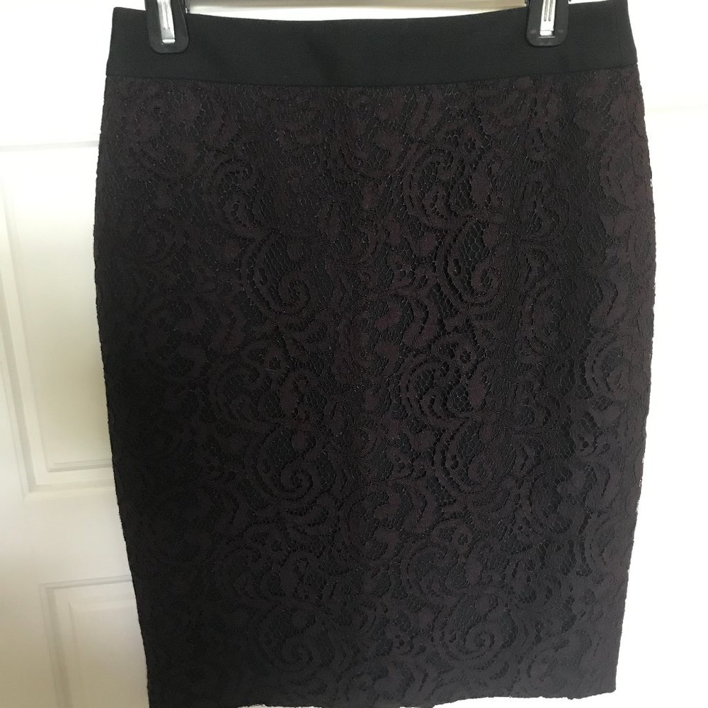 Maroon Lace pencil skirt